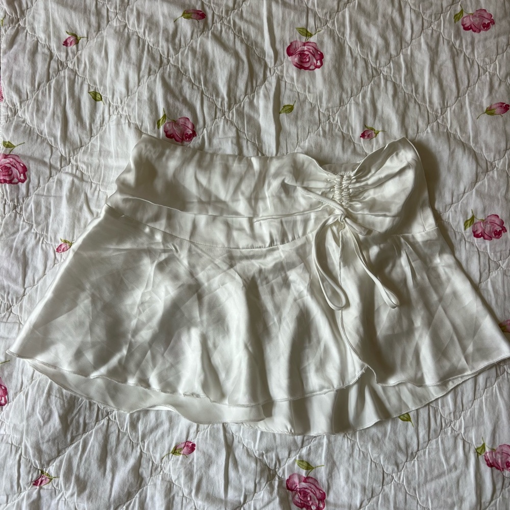 Princess Polly Silk White Mini Skirt